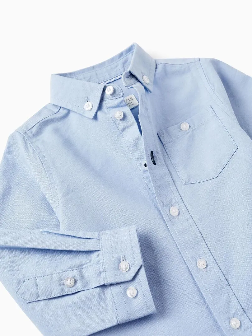 Chemise à Manches Longues en Coton Bébé Garçon manches longues ALPINE LUXURY - Bleu clair